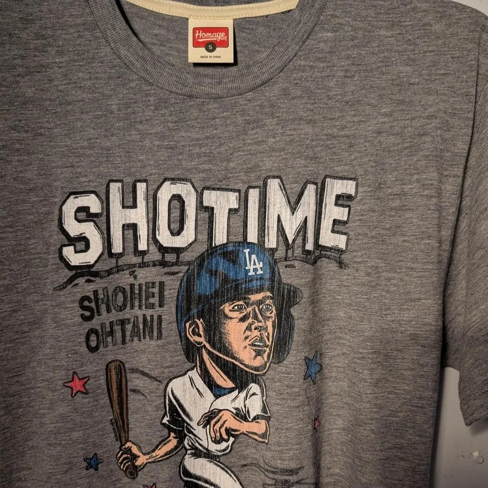 Homage Shohei Ohtani Los Angeles Dodgers Shotime Gray Graphic T-Shirt Mens S